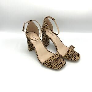 JUSTFAB Women's Kyla Block Heeled Pump in Cheetah Print Size 8.5E